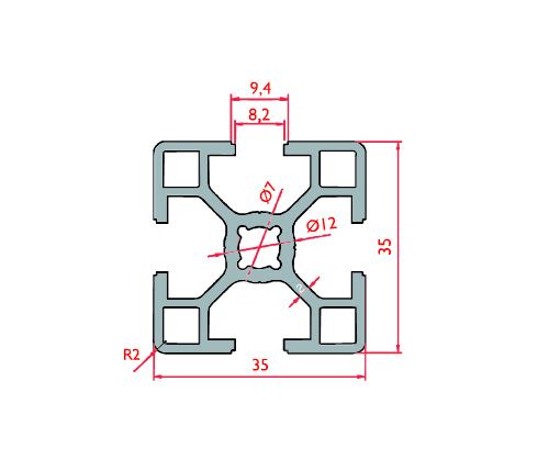 35x35 Industrial Aluminium Profile Light