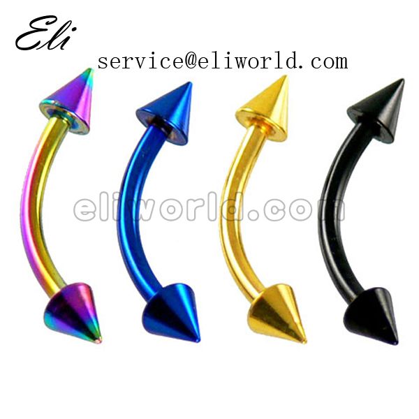 Titanium Anodized 316l Steel Curved Barbell Body Jewelry