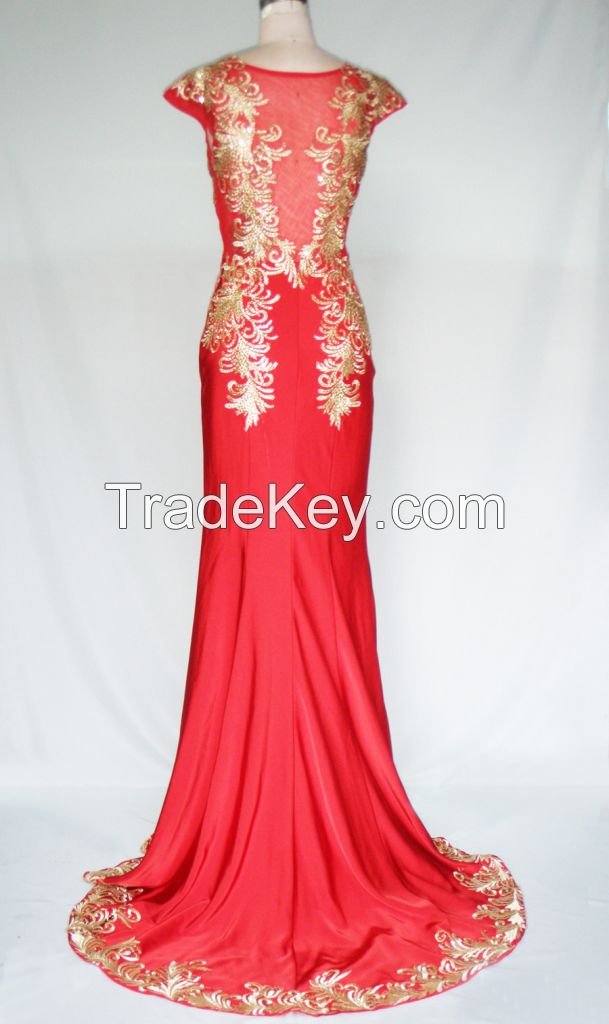 HY1006 New Arrival Luxury Beaded Embroidery Heavy-weight Silk Evening Gowns