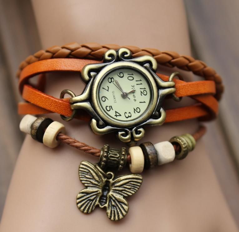 2014 year Cow  Genuine Leather Wrist Watch With 