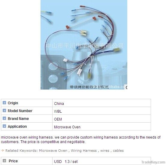 microwave oven wiring harness