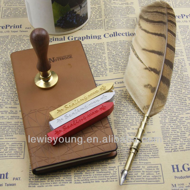 natural feather pen set for wedding gift set