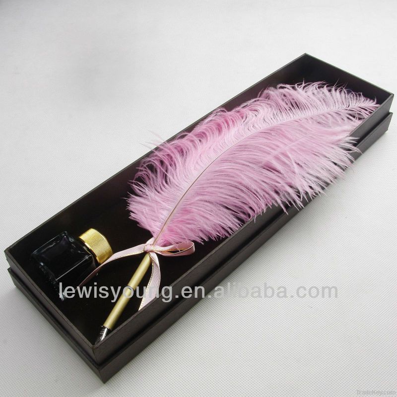 natural goose owl ostrich eagle feather pen set for ValentineÃ¢ï¿½ï¿½s day