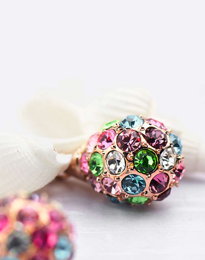 Neoglory Czech Rhinestone Drop Earrings Colorful Ball European Style