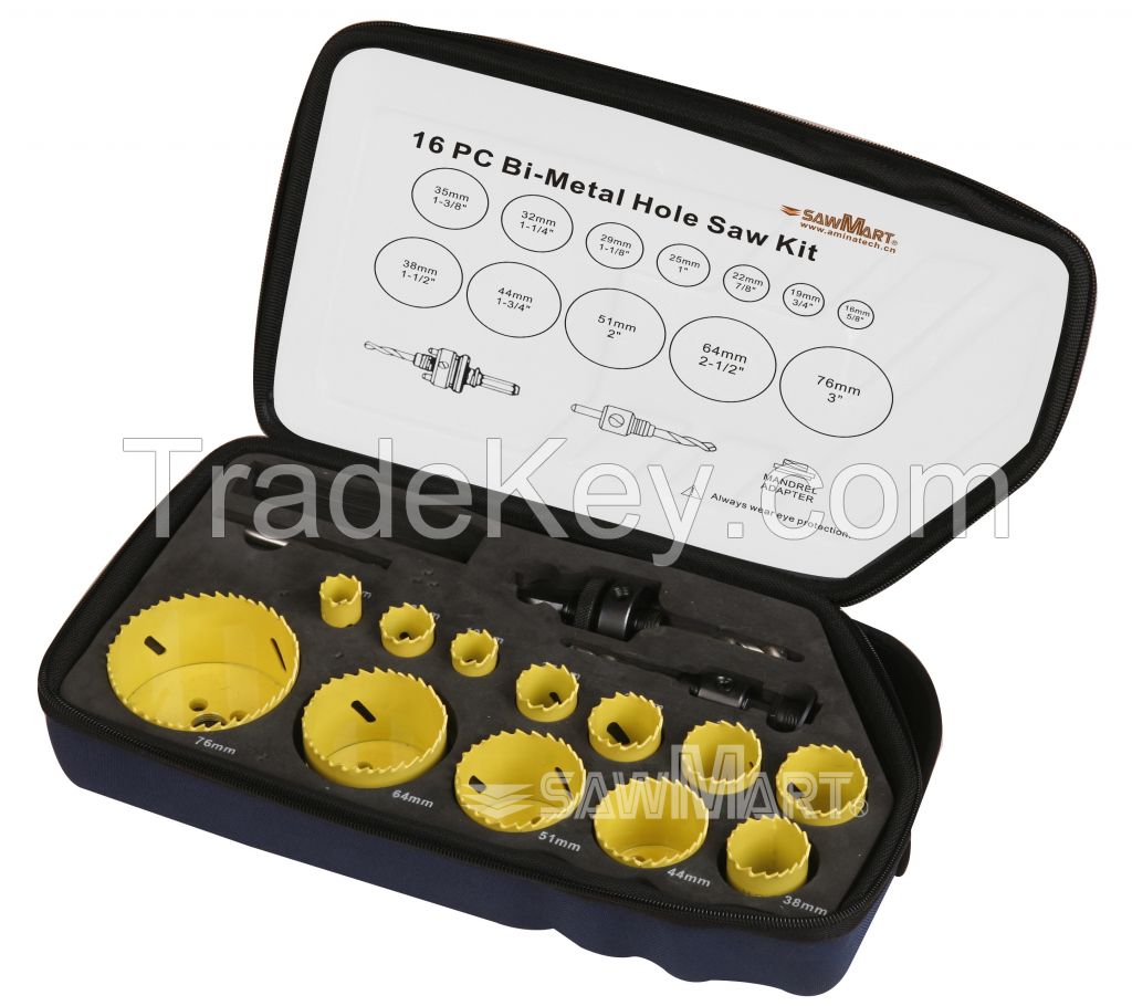 16-Piece General Purpose Bi-metal Hole Saw Kit