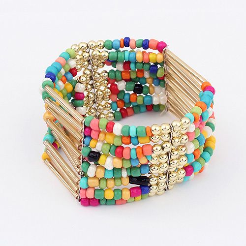 Bohemian Customs Tassel Bead Bracelet -Colorful