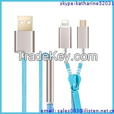 new electronic gadget zipper USB data and charger cable, mobile phone accessory gift