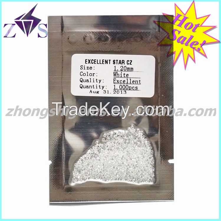 vacuum packing round shape white synthetic cz stone