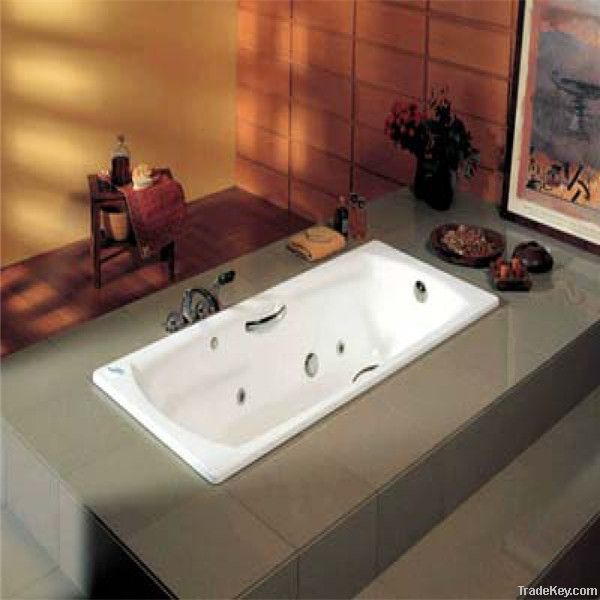 Rectangular cast-iron bathtub