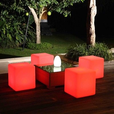 16 color changing illuminated Remote control waterproof IP65 outdoor use RGB LED cube chair 