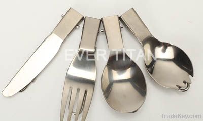 Foldable Titanium Flatware Set(spoon, fork, knife)