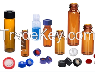 sample vials , headspace vials, lab vial, HPLC vial, silicone septa, pp cap