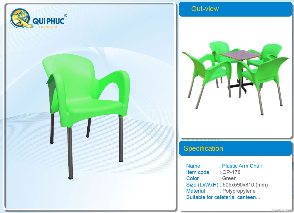 Plastic arm chair, Aluminum leg ---Quiphuc/Vietnam