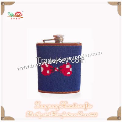 Bow Tie Needlepoint Flask