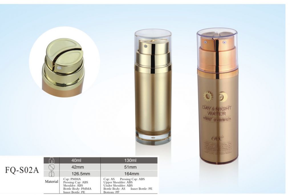 Dual tube plastic acrylic cosmetic lotion bottles