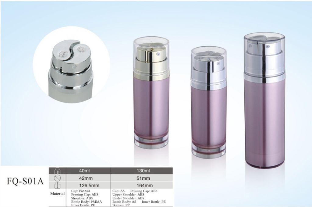 Dual tube plastic acrylic cosmetic lotion bottles