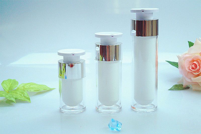 Round plastic acrylic cosmetic airless bottles container