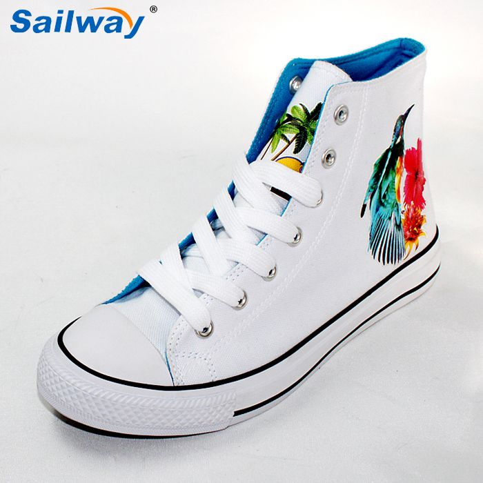 wholesale women fashion canvas sneakers shoes high cut print