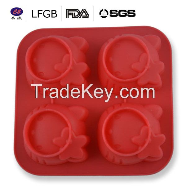 Factory price customized hello kitty shape silicone cake molds