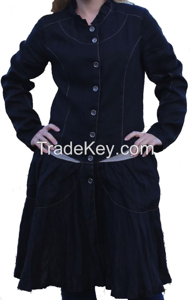 Black linen coat