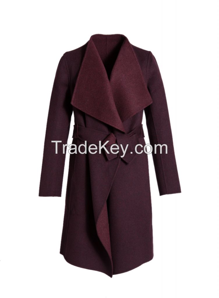 Ladies Fashion Long Wool Overcoat