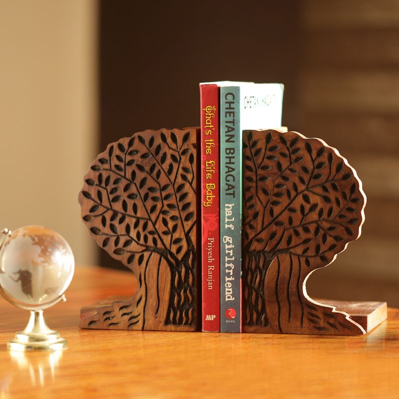 ExclusiveLane Tree Of Life Book End In Sheesham Wood