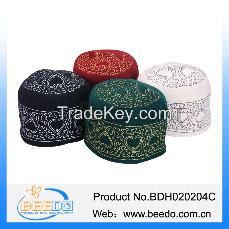 Wholesale wool felt Africa muslim embroidery prayer hat in stock