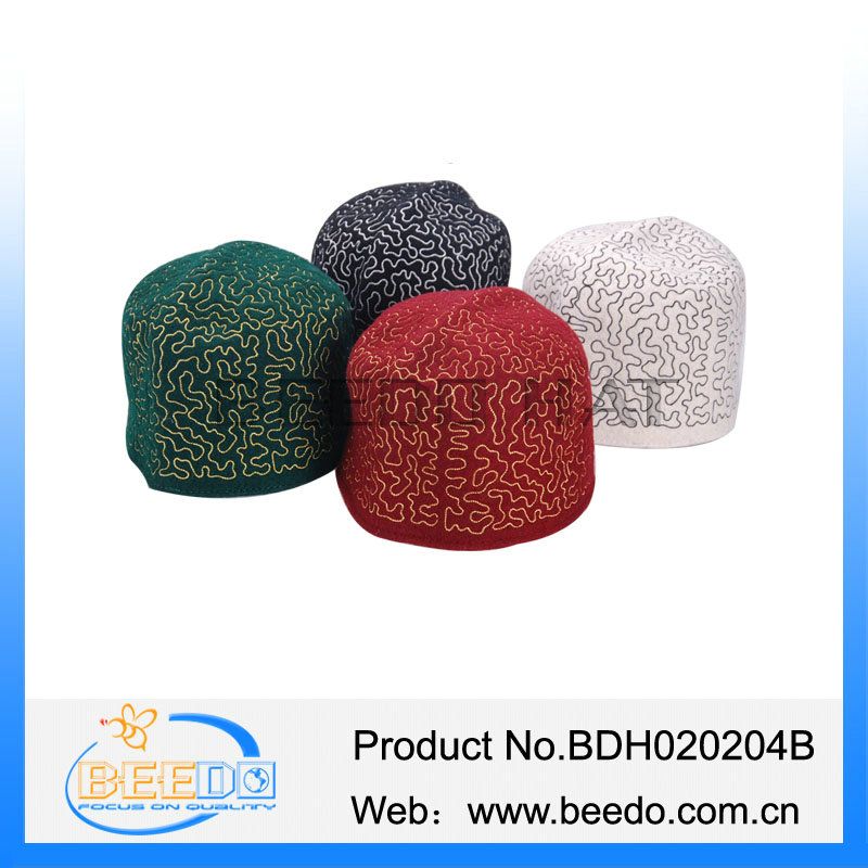 2015 new high quality embroidery wool felt muslim hat muslim prayer cap men women