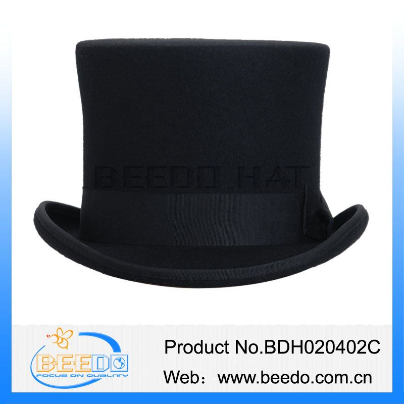 2015 new products black wool felt top hat tuxedo hat wholesale