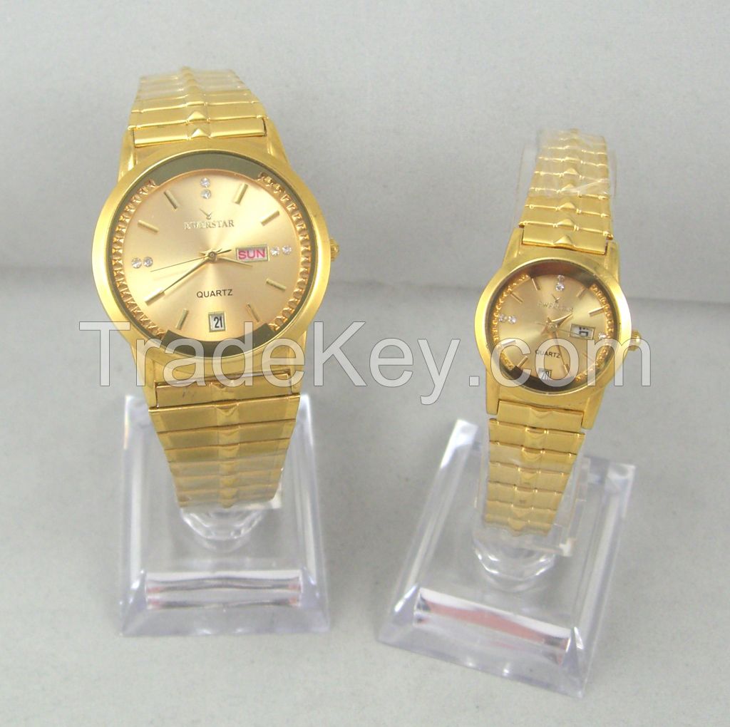 Gold Alloy Couple Watches