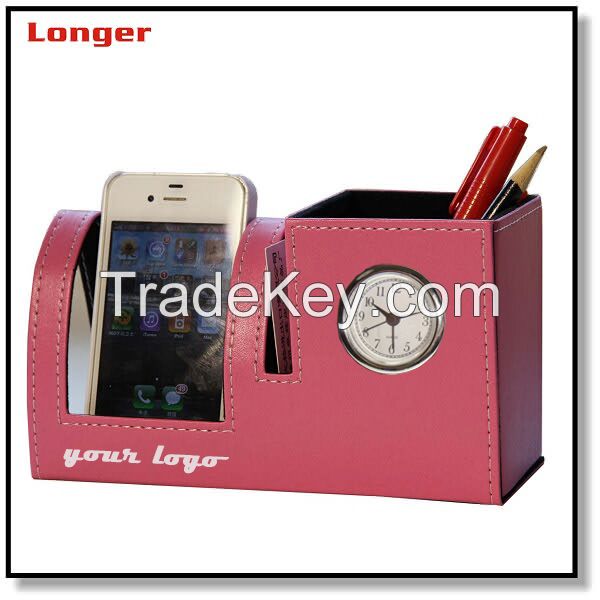 leatherette stationery set pen holder with phone holder