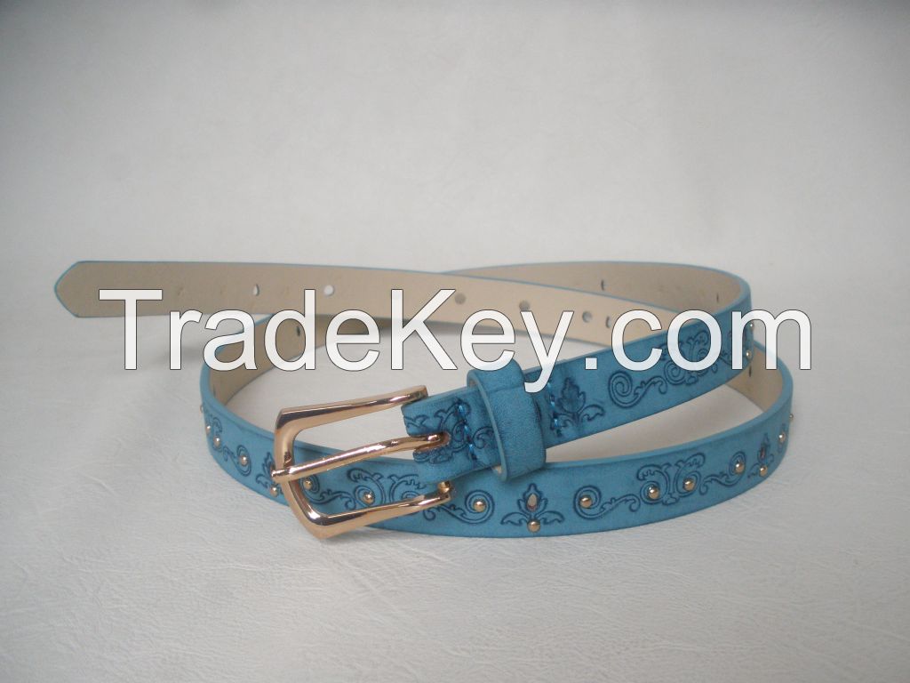 Embossed PU Belt with Rivets