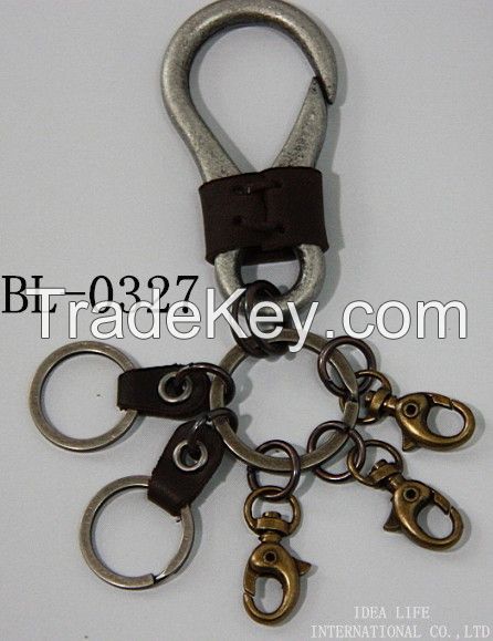 metal, leather keyring