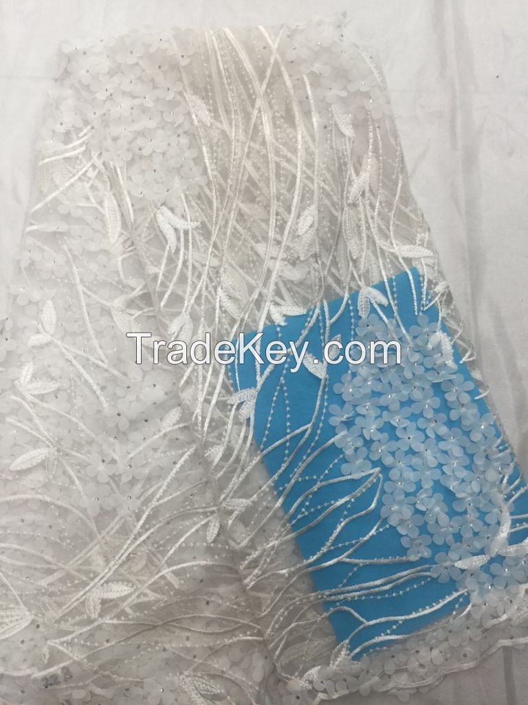 Wholesale lace fabric, 3D emboridery lace fabric. African lace fabric.