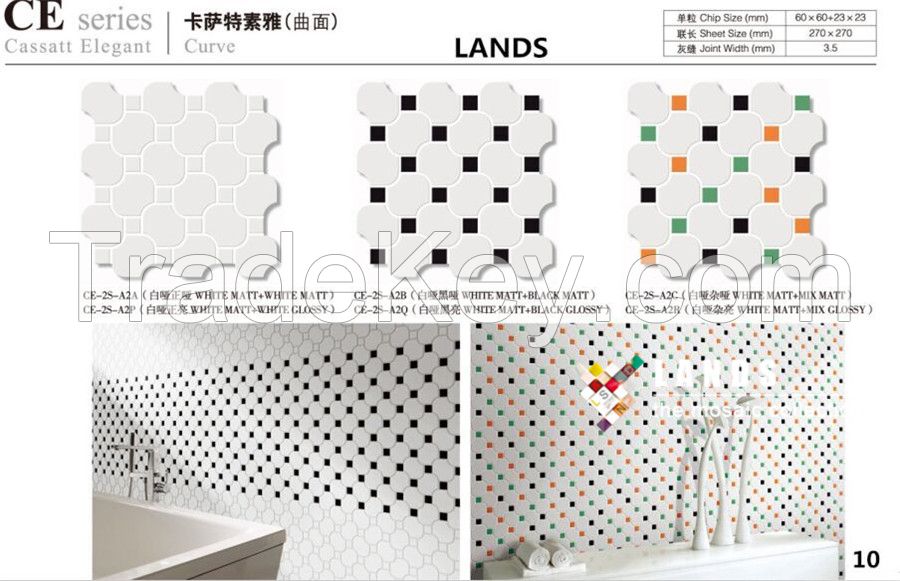 Porcelain Ceramic Mosaic Tiles LSCE Curve Series