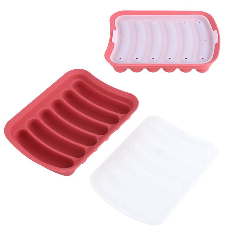 6 Cavities Silicone Sausage Mold Popsicle Mould Cake Baking DIY Handmade Ice Cube Tray Bread Candy Jelly Chocolate