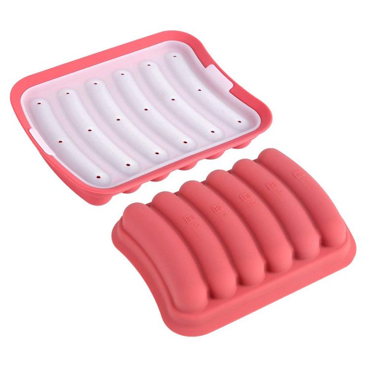 6 Cavities Silicone Sausage Mold Popsicle Mould Cake Baking DIY Handmade Ice Cube Tray Bread Candy Jelly Chocolate