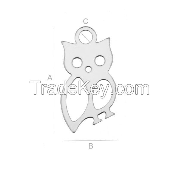 925 Sterling Silver Owl Charm, Pendant (rhodium, gold or rose plating available)