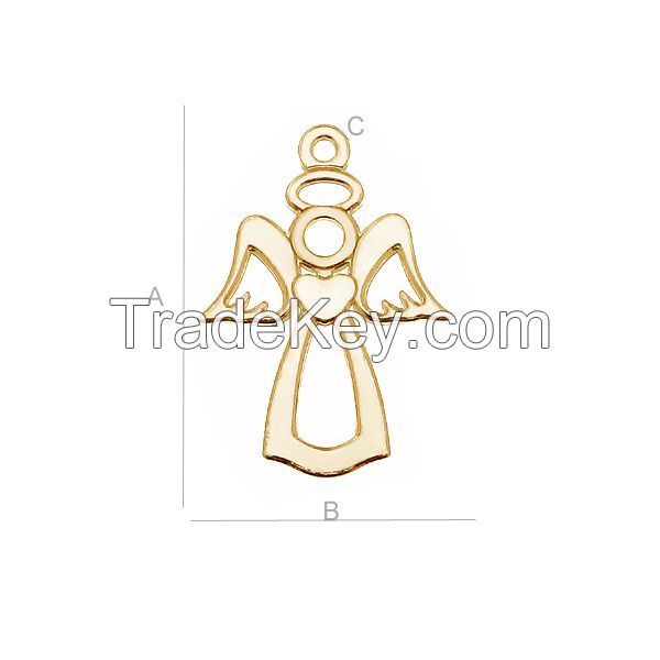 925 Sterling Silver Angel with Heart Charm, Pendant (rhodium, gold or rose plating available)