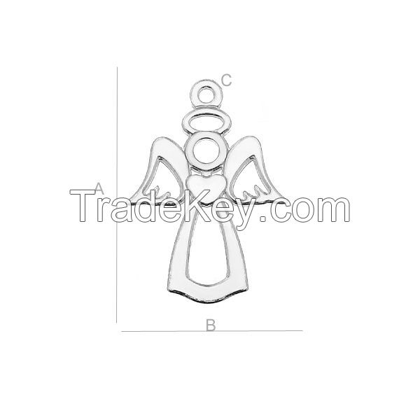 925 Sterling Silver Angel with Heart Charm, Pendant (rhodium, gold or rose plating available)