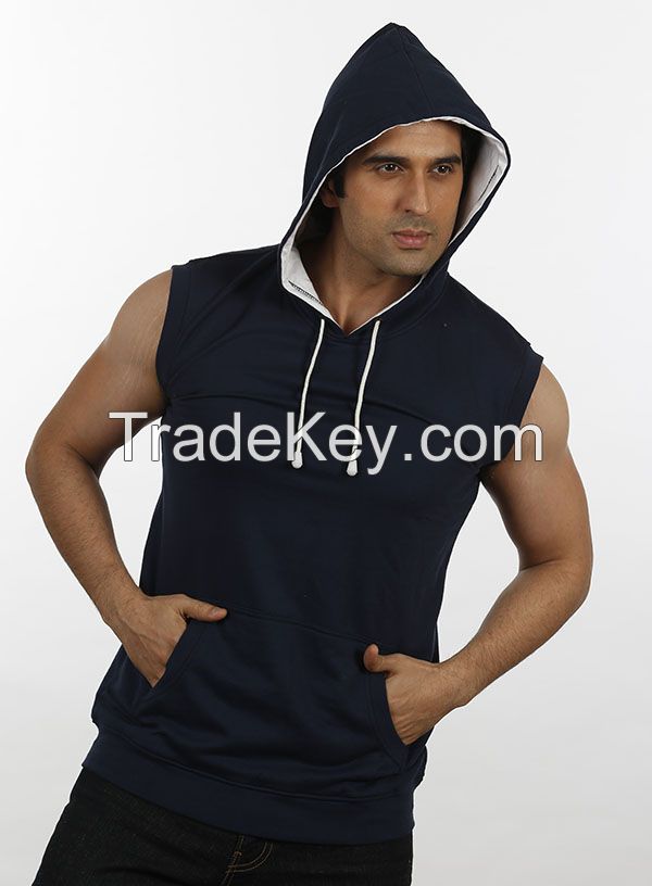 Mens Sleeveless Sweat Shirt  with Hood