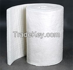 Low thermal conductivity ceramic fiber blanket