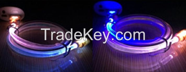 2015 NEW Light rainbow for iPhone 4S / iphone 5/ iphone 5s usb luminescence data line USB mobile phone charger with LED lamp