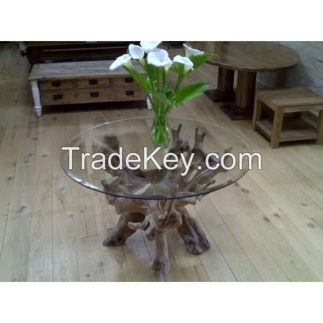 Reclaimed Teak Root Circular Coffe Table (80cm)