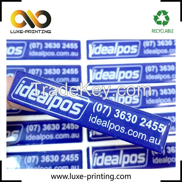 Custom design polyurethane label epoxy resin dome sticker / raised log