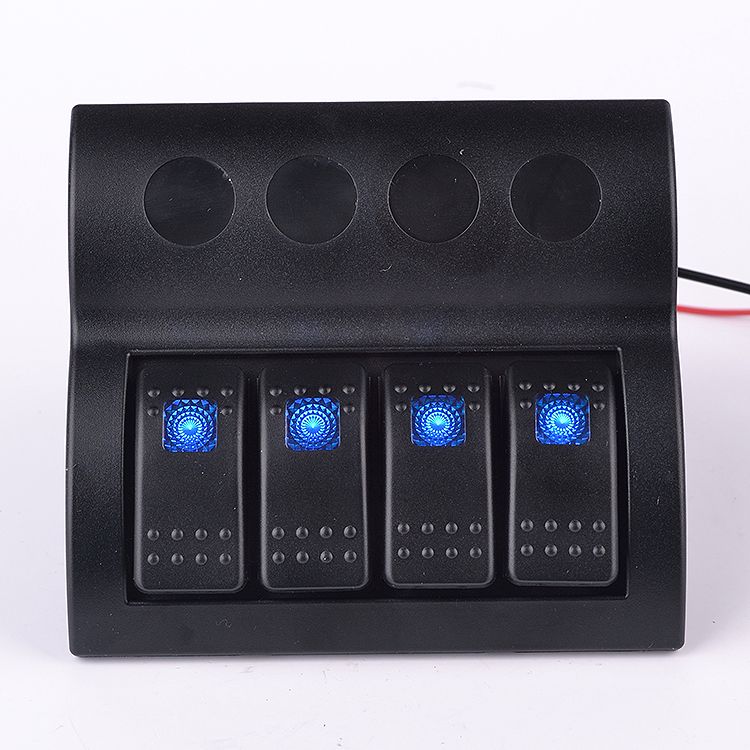 Water Resistant marine switch panel circuit breaker marine  with blue led 4 gang 