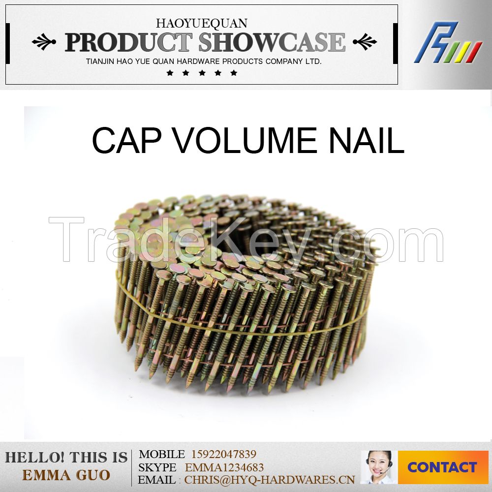 Q195 coil ware nails made in china factory, cap volume nail, pallet coil nails