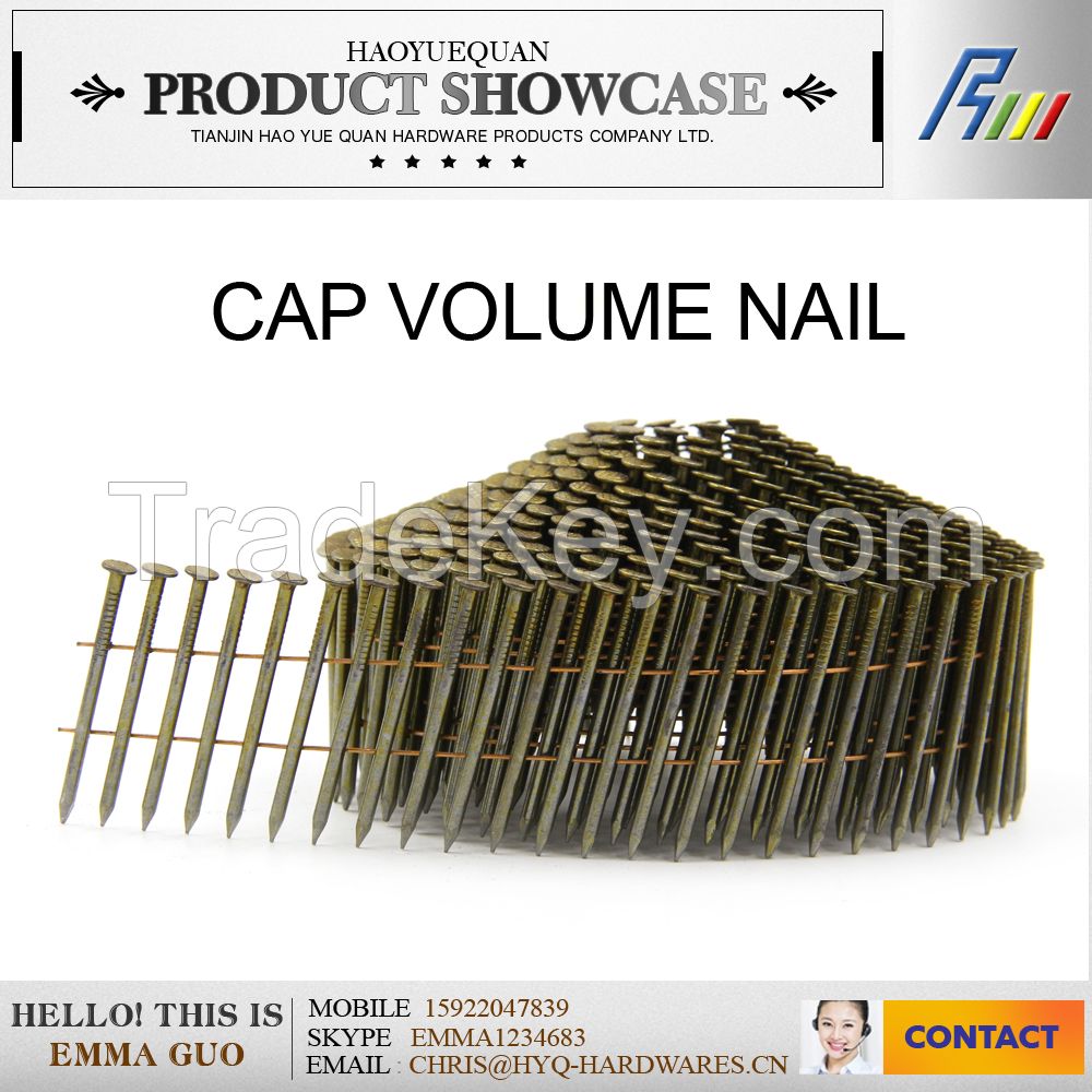 Q195 coil ware nails made in china factory, cap volume nail, pallet coil nails