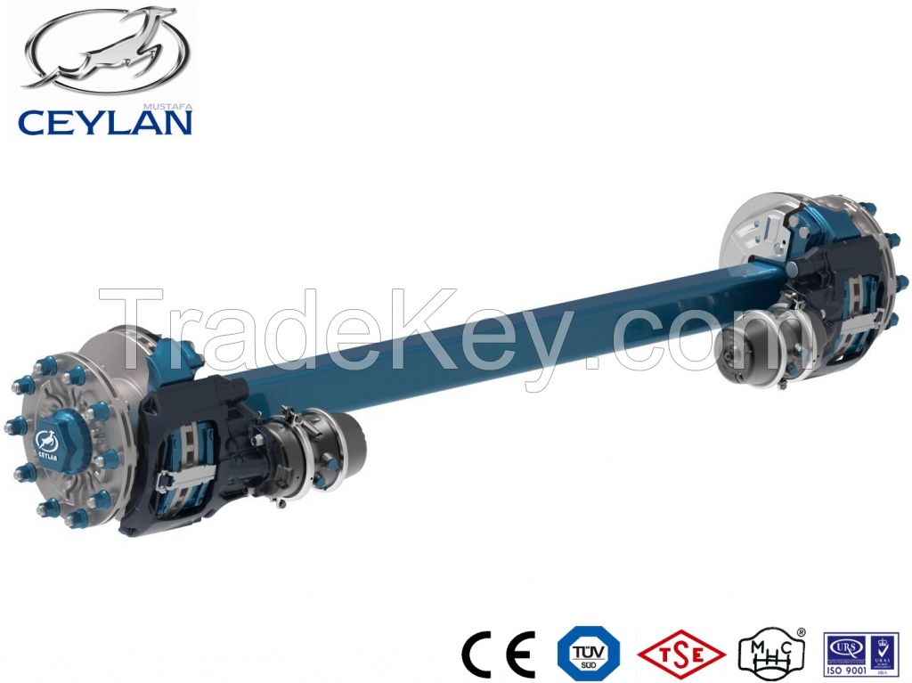 9-12 TON 10 STUD SINGLE TYRE DISC BRAKE TRAILER AXLES ,