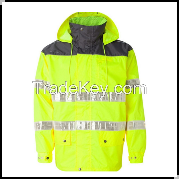 yellow oxford safety clothing with high reflective tape and breathable